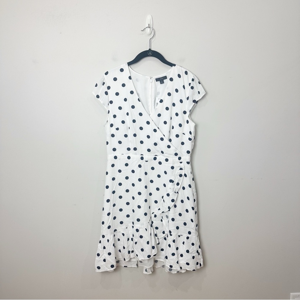 Jcrew polka dot faux wrap dress white black - Picture 4 of 10